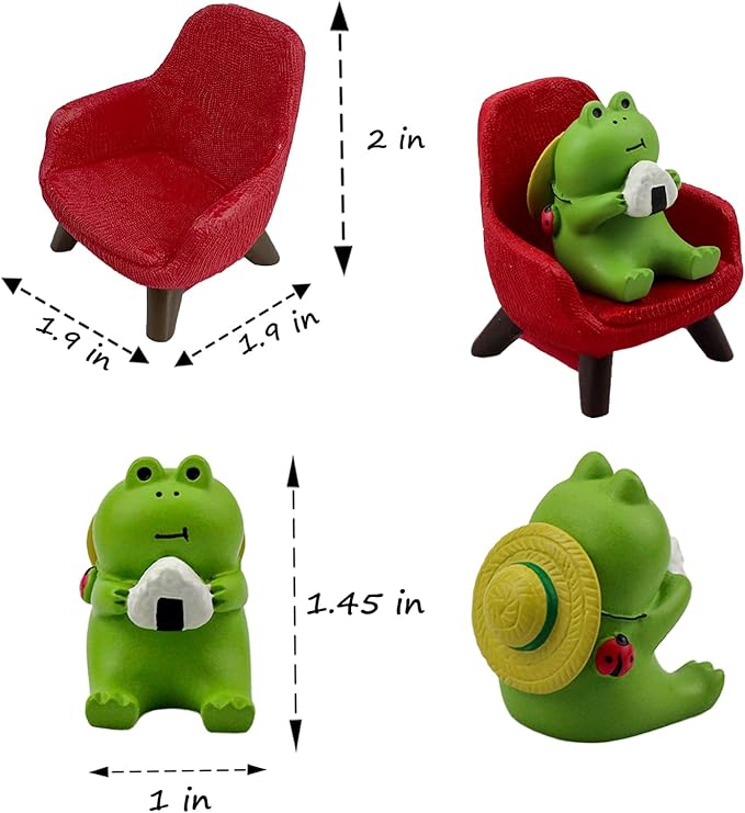 Refintural Miniature Frogs - Cute Frog Sculptures for Outdoor Fairy Garden, Desk Decor & Plant Shelf