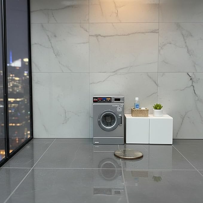 LOGOFUN 2Pcs Dollhouse Washing Machines 1:24 Scale Miniature Washer Dryer Model Laundry Cloth Washer Furniture Dollhouse Decoration Accessories - 2.09X1.39X1.10in