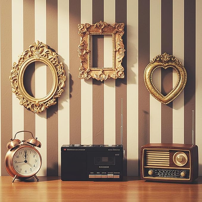 8 Pcs Miniature Dollhouse Mirror Set with Carved Golden Edges, European Style Victorian Baroque Wall Decor for 1/12 Scale Dollhouse Display, Mini Furniture Accessory Gold
