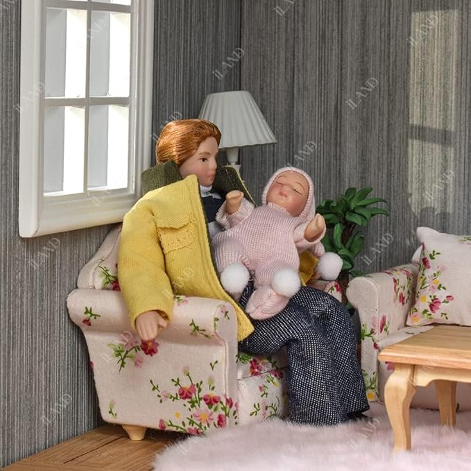 iland Dollhouse People 1/12 Scale, Dollhouse Family Doll incl Mum Dad (Modern Family 5pcs)