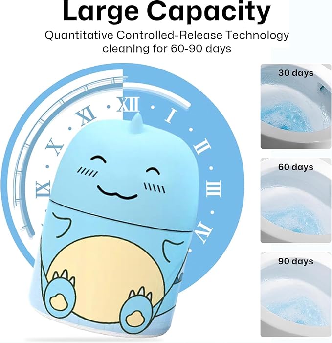 MOGOXION Toilet Bowl Cleaners Automatic Toilet Cleaner for Inside the Bowl Bathroom Toilet Tank Cleaner Dinosaur Shape Design Household with Rope Toulet Cleaning Supplies - Blue Ocean Scent