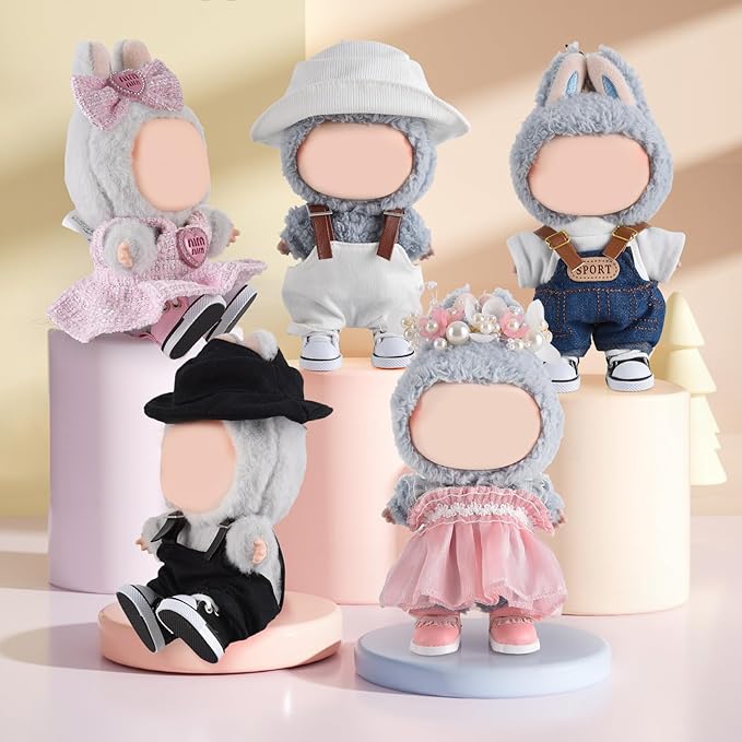 Cute Doll Shoes for Lububu, Premium Doll Shoes for 4-7in Dolls, Compatible with Lububu Doll Clothing & Outfits(White Laces)