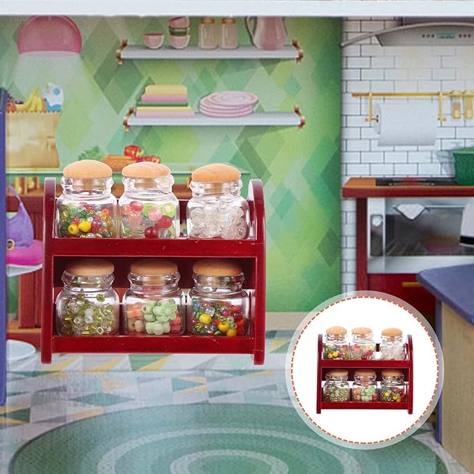 LUOZZY Miniature Dollhouse Food Jar Glass Bottle 1:12 Mini Candy Jar Mini House Decoration Miniature Dollhouse Food Jar