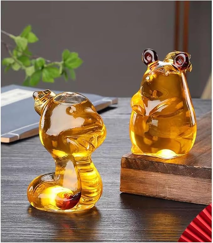 Chinese Zodiac Mini Whiskey Decanter Set of 12 with Stopper. Creative Animal Clear Glass Wine Bottle Miniature Liquor Dispenser for New Year (Size : 150ml x 12)