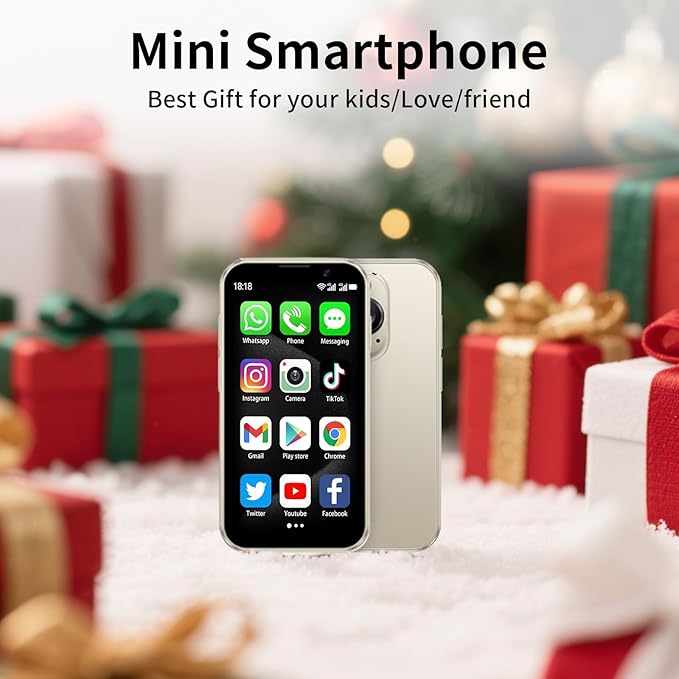 Mini 3G smartphone unlock, 3-inch high-definition touch screen dual SIM card dual standby mini phone, portable backup compact phone, suitable for students and children as gifts (black, 2GB+16GB)