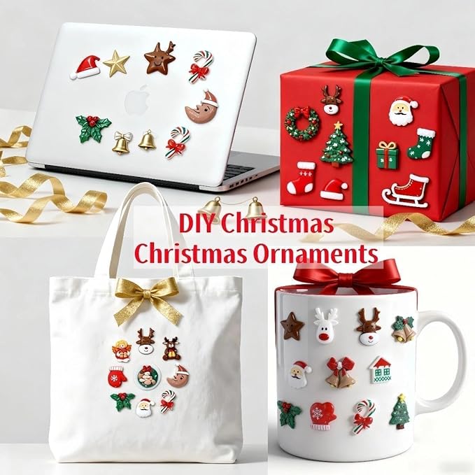 111PCS Mini Christmas Figurines Set, Hand-Painted Resin Miniatures for Crafts, Snow Globe Filler & Christmas Village Accessories, Santa Claus & Snowman Figurines, Trees, Stars, Gingerbread
