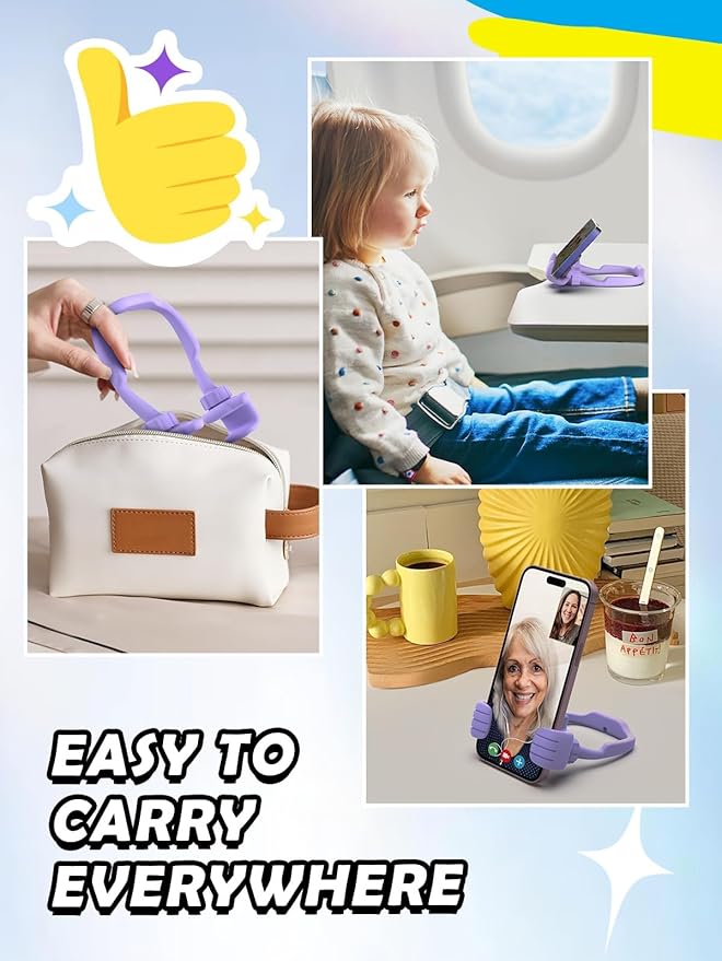 Stocking Stuffers for Teens Girls Boys Adults Cell Phone Stand: UPGRADE Adjustable Thumbs Up Lazy Phone Holder for Desk Cool Gadgets Fun Birthday Gift Ideas for Kids Teenager Women Gifts for Christmas