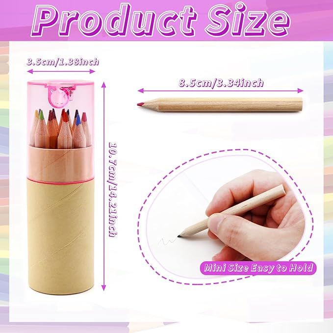 12 Pack Mini Colored Pencils Bulk with Sharpener 12 Color Pencils for Kids Drawing Pencil in Tube Portable Art Set for Kids, Students & Artists