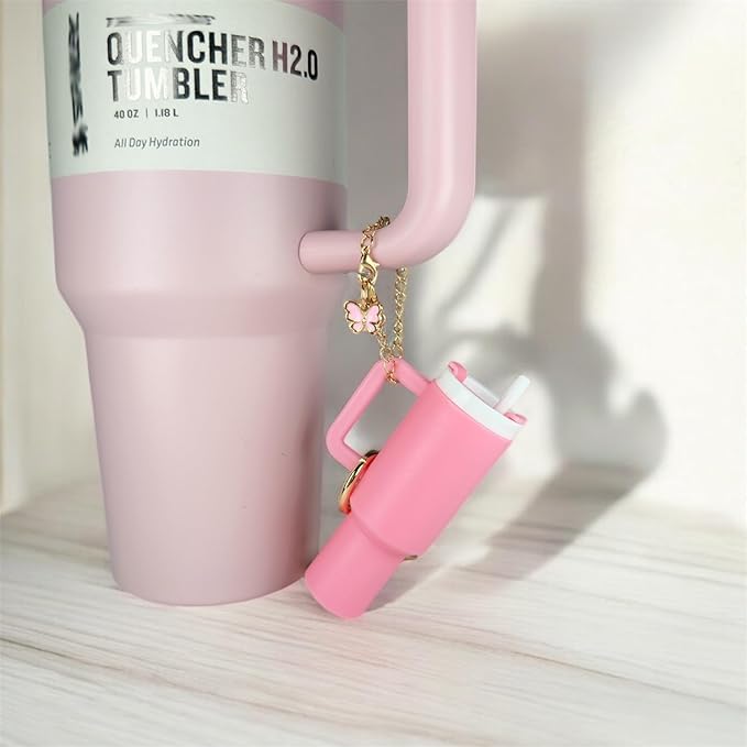 ERTUNA Mini Tumbler Keychain Accessories for Stanley Cup, 2 Way Cute Charms Chapstick Lip Balm Holder for Women Purse Handbag