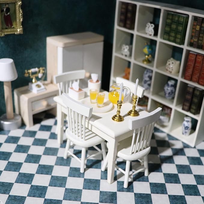 Dollhouse Miniature Candlesticks 3 PCS Candle Holder Set 1/12 Scale Vintage Candles Doll House Desk Ornament Accessories with Metal Round Base for for Fairy Garden (Golden)
