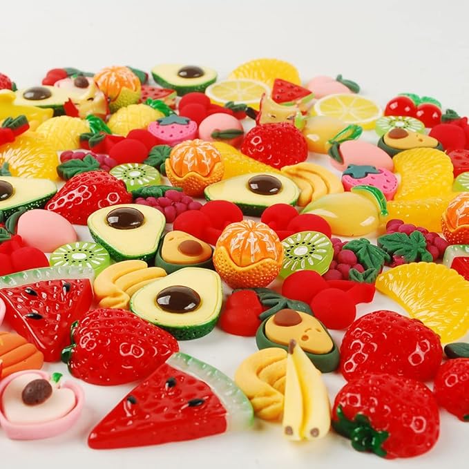 NWFashion 112PCS Miniature Decor Dessert Pastry Toy Food Cake Topper Scrapbooking Shoe Decoration Charms (Fruit)