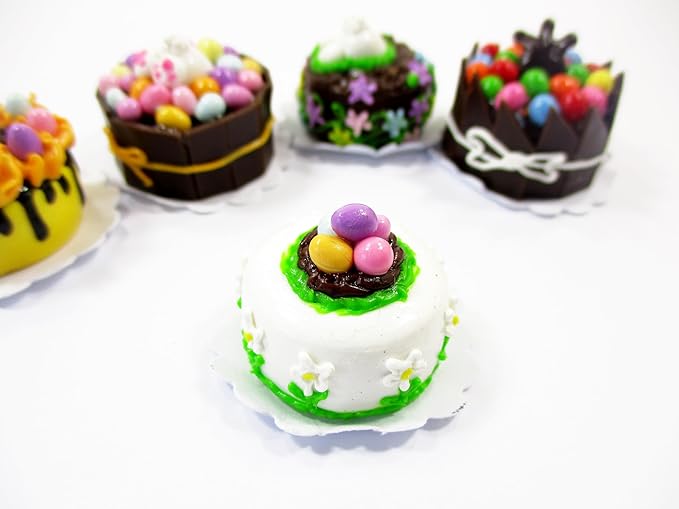 Miniature 5 Easter Cake 1:12 Dollhouse Tiny Food Cake Bakery Charms Supply 16920
