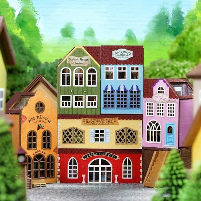 DIY Miniature House Kit, CUTEROOM Mini House Kit for Adult to Build, Wooden Dollhouse Making Kit with Furniture, Christmas Birthday Gifts