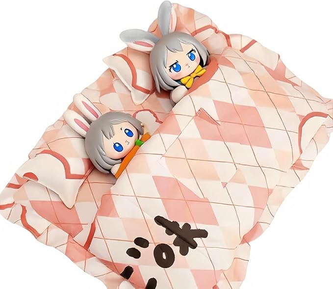 Double Sleeping Bed for 17cm (6.7in) Dolls - Cute Anime Theme, Perfect for Dollhouse Furniture Accessories - Ideal Gift for Doll Collectors
