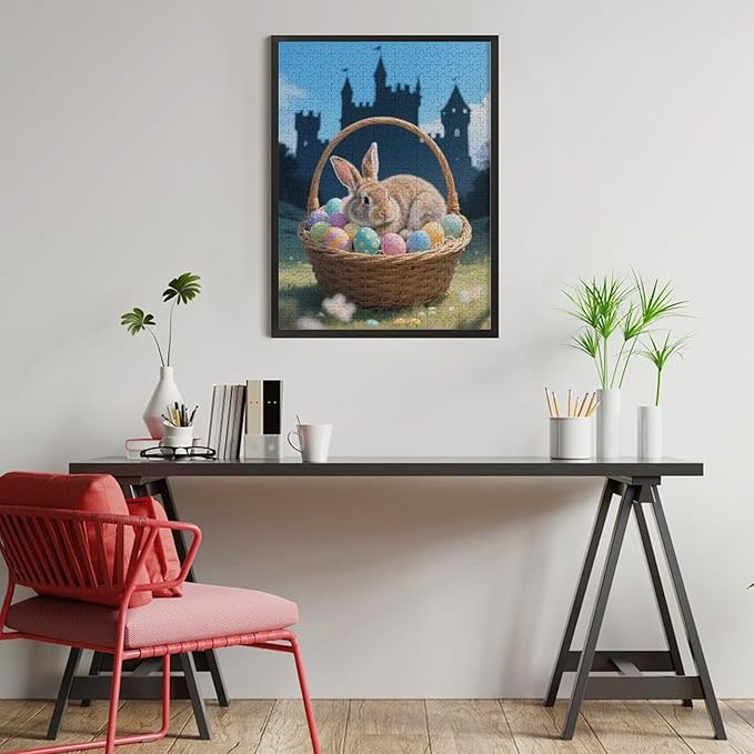 Sleeping Bunny Easter – 500 Piece Easter Wooden Jigsaw Puzzle, Adorable Sleeping Bunny Artwork, Mind Exercise, Family Fun, Stress Relief