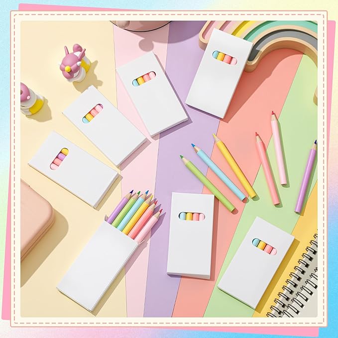 Ctosree 36 Packs Macaron Pastel Mini Colored Pencils Bulk 3.5'' Coloring Drawing Pencil in Boxes Valentine's Day Gifts for Kids Adult Classroom 100th Day of School Painting Party Favor, 6 Per Pack