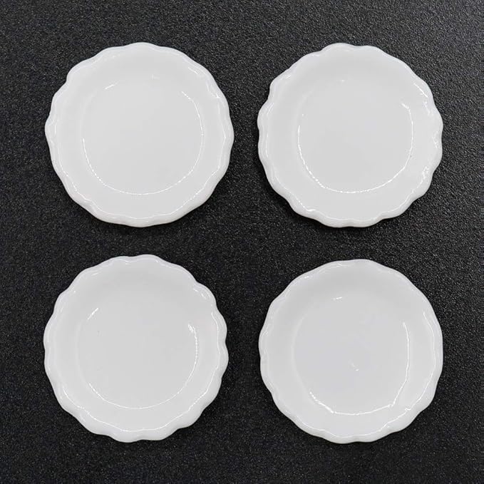 Odoria 1/12 Miniature Dish Plates 4Pcs Dollhouse Decoration Accessories