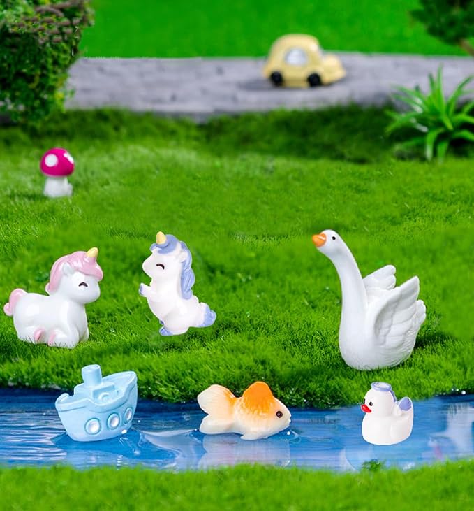 45 Pcs Mini Resin Animals Miniature Animal Figurines Tiny Resin Figurines Mini Figures Bulk for Fairy Garden Décor Micro Landscape Ornaments Dollhouse Craft Accessories