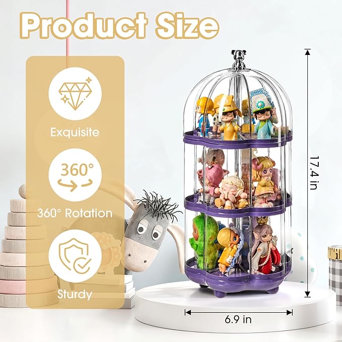 3 Layer Transparent Doll Display Box, Doll Display Stand for Pop Mart Collectibles Action, Dust-Proof, All-Round Display of Dolls Lego (3 Layer)