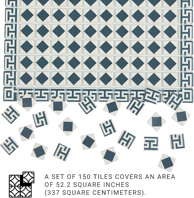 150 pcs, Dollhouse Flooring, 1:12 Scale Doll House Tiles, Miniature Checkerboard Floor, REDUCIO! (Aegean Mosaic)