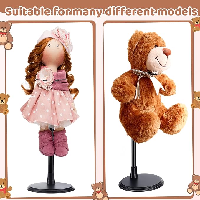 Yaocom 12 Pcs Adjustable Doll Stand Display Holder for 14 to 18 Inches Action Figure Stands with Expandable Waist Wire Bracket Support Dolls Display Rack for Home Shop Birthday Party(Black)