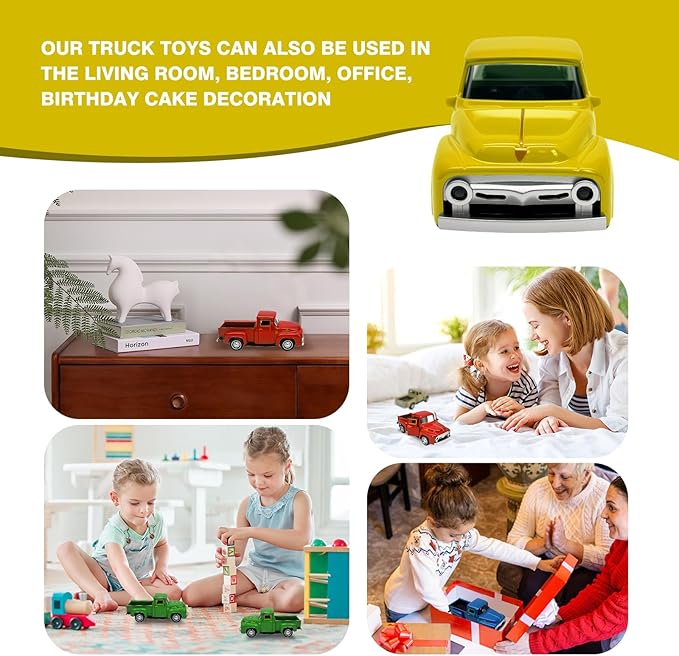 Little Yellow Truck Toy for Toddlers 2 3 4 5 6 7 8 Year Old Boys Girls,1:32 Alloy Toddlers Car Toy Driveable,Car Door Can Open,Toy Trucks for Kids Easter Christmas Birthday Gifts