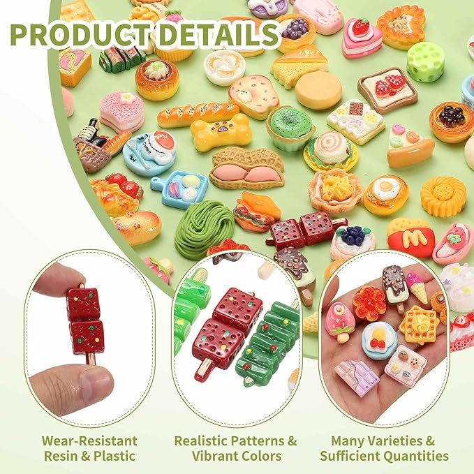 Dollhouse Miniature Food, Cute Mixed Barbecue Figures Toys Mini Resin Foods Trinkets for Pretend Play Kitchen Cooking Game & Doll House Decor (Mixing Colors, 20pcs)