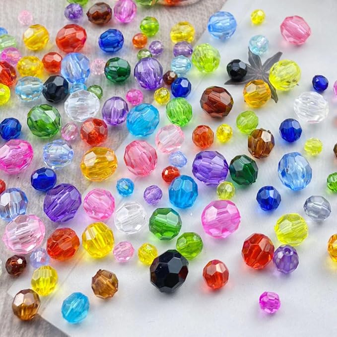 Jmassyang 200 Pieces 10mm Acrylic Round Faceted Beads Loose Crystal Plastic Spacer Beads Colorful with Hole for Jewelry Making DIY Bracelet Necklace Earring Keychain(Purple)