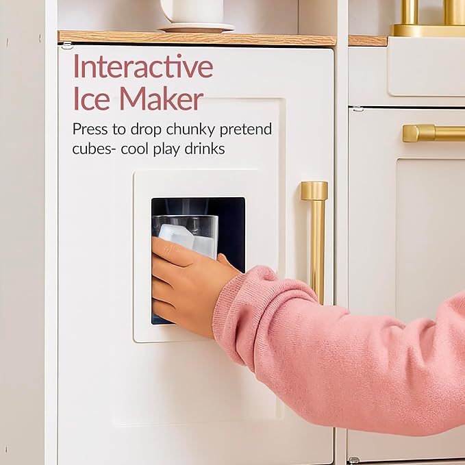 Best Choice Products Pretend Play Kitchen for Kids, Interactive Wooden Toddler Playset with Espresso Machine, Toy Storage, 17 Accessories - White