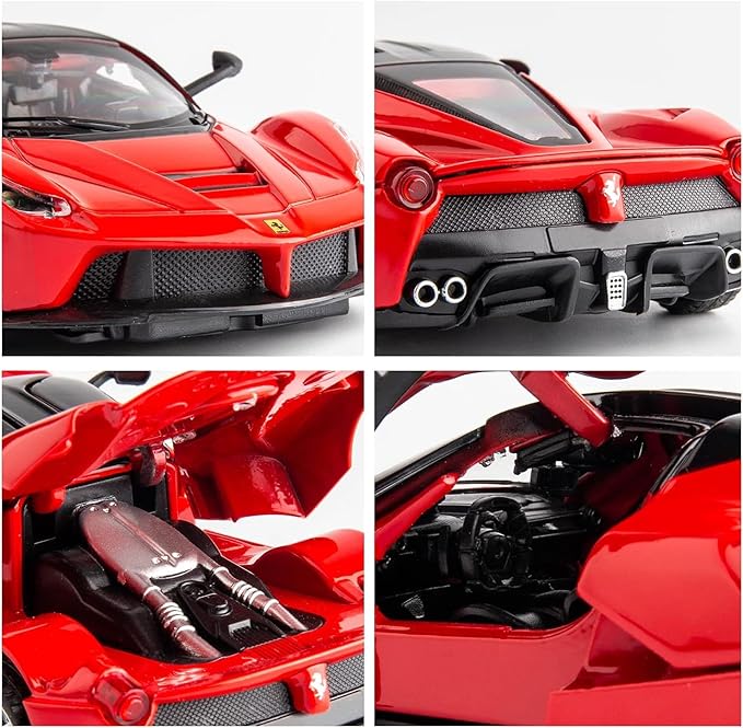 BDTCTK 1:32 Farrari Car Model Pull Back Car with Sound and Light for Kids Boy Girl, Metal Body Door Opened Red