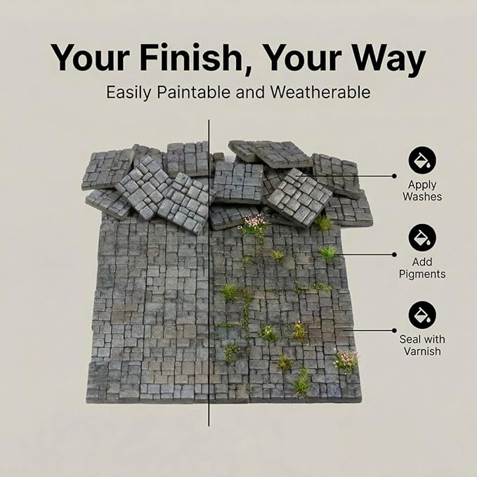 Dollhouse Miniature Paving Stones, Tiles for Modeling, Fairy Garden, and Tabletop Terrain, Set of 50pcs, REDUCIO!