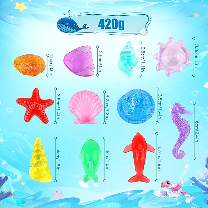 90 PCS to110 PCS Mini Seashells Figures Tiny Resin Marine Animals Mini Plastic Seashells Figures for Vase Filler Home DIY Crafts Party Gifts Decoration, 14.82 oz