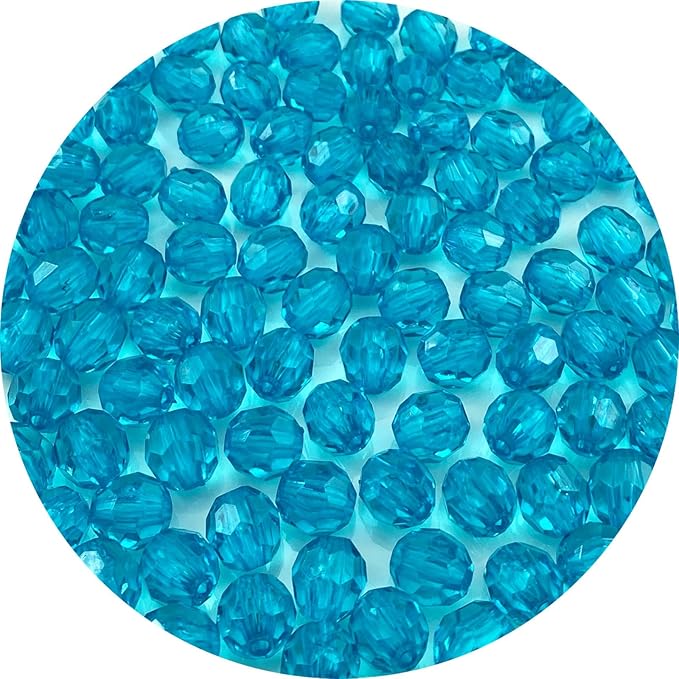 Jmassyang 100 Pieces 12mm Acrylic Round Faceted Beads Plastic Loose Spacer Beads Colorful with Hole for Jewelry Making DIY Bracelet Necklace Earring Keychain(Deep Lake Blue)