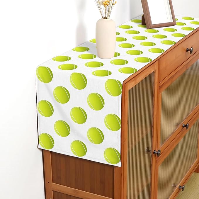 Buxiuer Tennis Party Decorations Tennis Table Runner Sport Balll Birthday Party Decor Game Day Baby Shower Dining Room Home Kitchen Table Decor