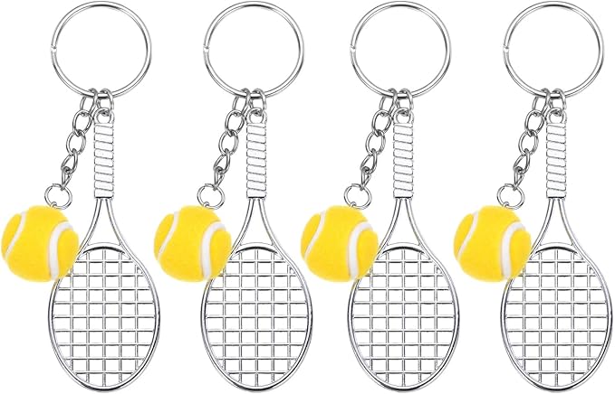 PATIKIL Tennis Keychain,Metal Tennis Racket Key Chains Sports Novelty Charm Pendant for Backpacks,Party Favor, Sports Fan
