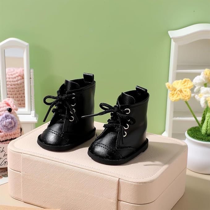 Vaguelly Doll Boots High Top Boots Dolls Shoes Doll Snow Miniature Clothing Accessory Mini Shoes Model 18-inch Black