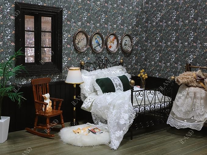 iLAND Originality Dollhouse Wallpaper 39 * 15.7 inch, Dollhouse Accessories on 1:12 Scale or 1:6 Scale (Flower Path)