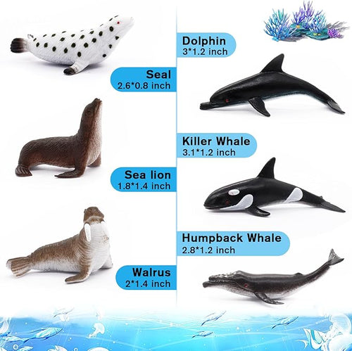 12 pcs Animal Sea Figures Ocean Toy for Kids: Sharks, Whales & Octopus-Sea Animal Toys Set,Gifts for Kids & Toddlers-Ages 3 Christmas