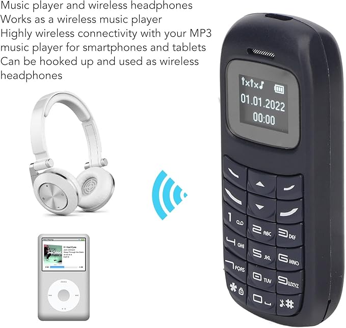 GOWENIC BM70 Mini Smartphone, 2G Unlocked Small Mobile Phone with 0.66 Inch Screen Dual SIM Card Dual Standby, Bluetooth Music Player, Backup Phone Low Radiation (Blue)