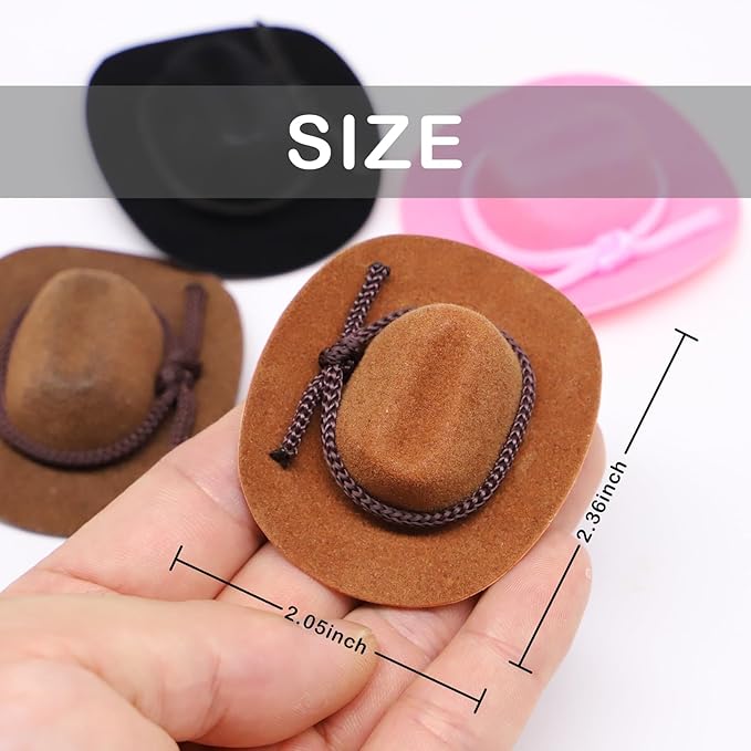Dollhouse Cowboy Hat, Miniature Cowboy Hat, 1:12 Scale Miniature Soft Cowboy, Mini Hat, American Old West Hat, for Dollhouse Craft Supplies (2PCS) (White)