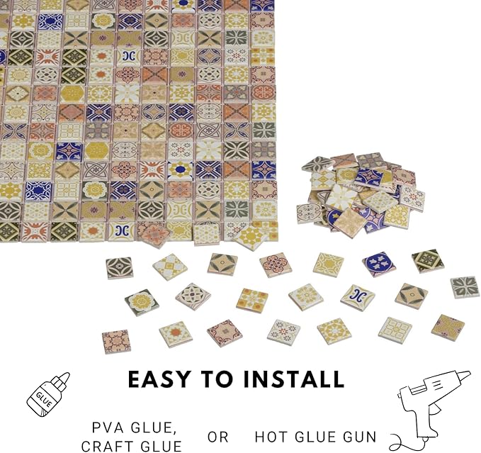 150 pcs, Dollhouse Flooring, 1:12 Scale Doll House Tiles, Miniature Checkerboard Floor, REDUCIO! (Yellow and Blue)