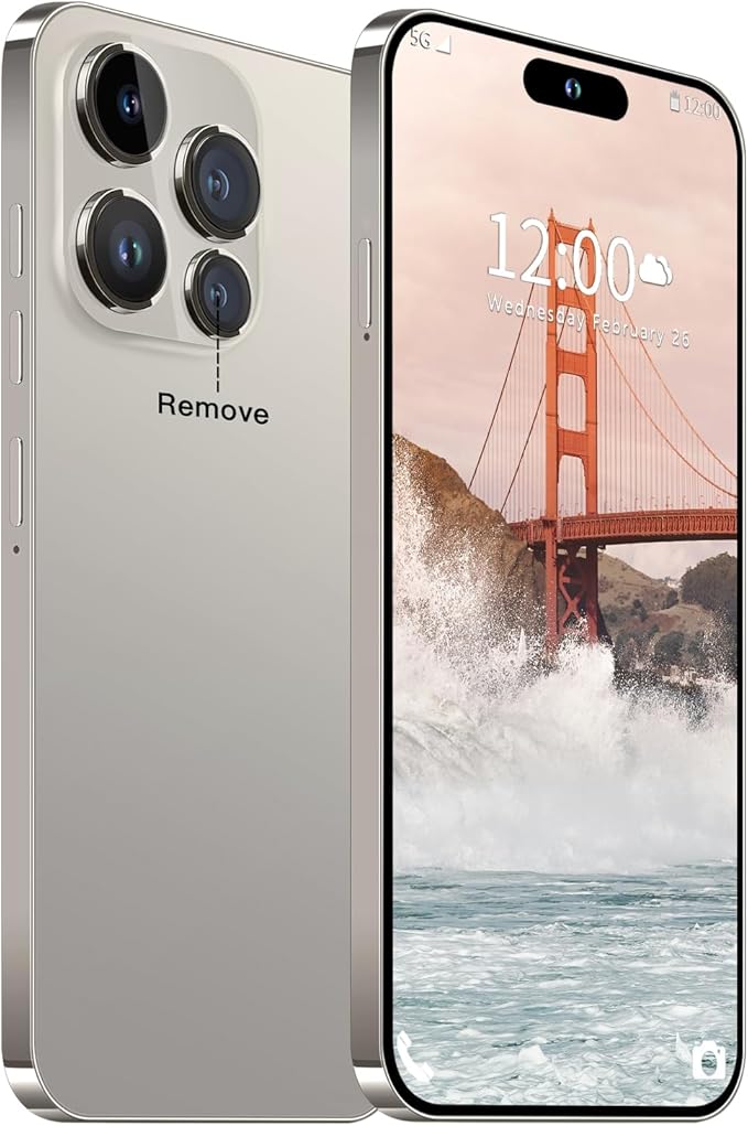 14PROMA X Smartphone Unlocked Cell Phone,Battery 6800mAh 6.82" HD Screen Unlocked Phones,16+512GB Android 14 with 128GB Memory Card,Dual SIM/Fingerprint Lock/Face ID/GPS (Natural Titanium, 16+512G)