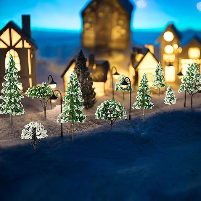 Skylety 70 Pieces Model Trees 1.2-6.3 Inch Mixed Miniature Toy Trees Diorama Supplies Fake Plants for Train Scenery Architecture DIY Crafts, Building Model Scenery Landscape Natural Green(Novel)