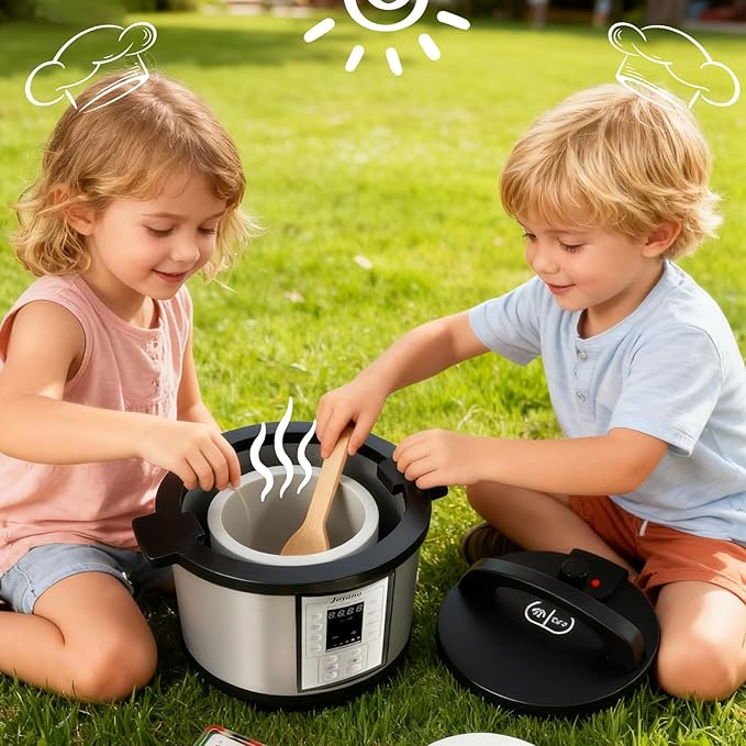 15-PCs Wooden Air Fryer/18-PCs Pressure Cooker Playset for Kids Pretend Cooking Toy with Food Accessories Utensils Montessori Kitchen Role Play (Pressure Cooker)