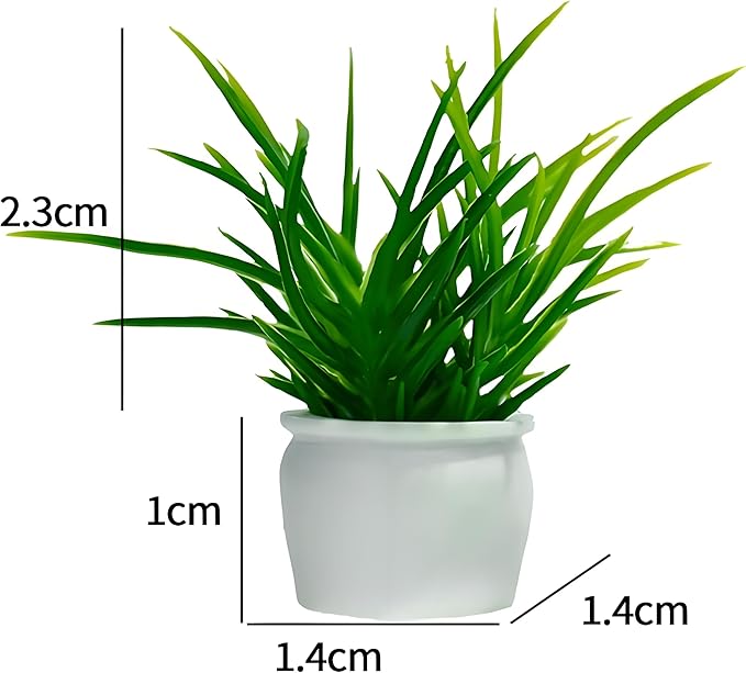 4 Pcs Miniature Potted Plant Set – 1:12 Scale Dollhouse Decoration, Green Bonsai Models with Different Flower Pots, Mini Plants for Desk, Fairy Garden Accessories & DIY Micro Landscape Decor.
