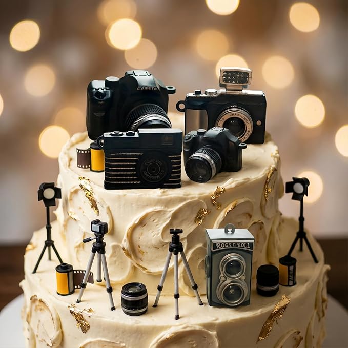 4 Pcs Miniature Camera Set, 1:4 Scale Dollhouse Accessories Mini Prop Vintage Camera