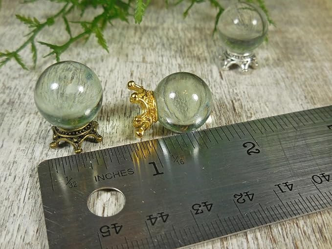 Fairy Garden 'Crystal' Ball, Miniature 'Crystal' Ball Glass, Dollhouse Miniature Gazing Ball, Dollhouse Wizard Minis, Terrarium Miniatures, Haunted Dollhouse, Halloween Miniatures Decor (Bronze)