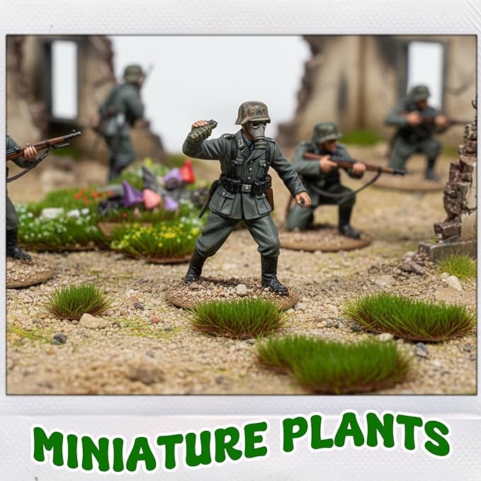 Warmtree 1 Box Static Grass Bushy Tufts Lowland Shrubs Scenery DIY Miniature 3D Tree Branches and Mushroom for Train Landscape Scenery Military Layout Model War Gaming Terrain (Summer Green)