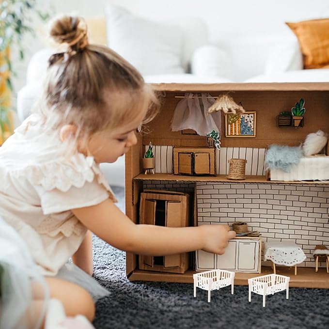 10Pcs Miniature Storage Rack for Doll House Mini Shelf Model Displaying Mini Plants Accessories and Miniature Furniture for Dollhouse Decor