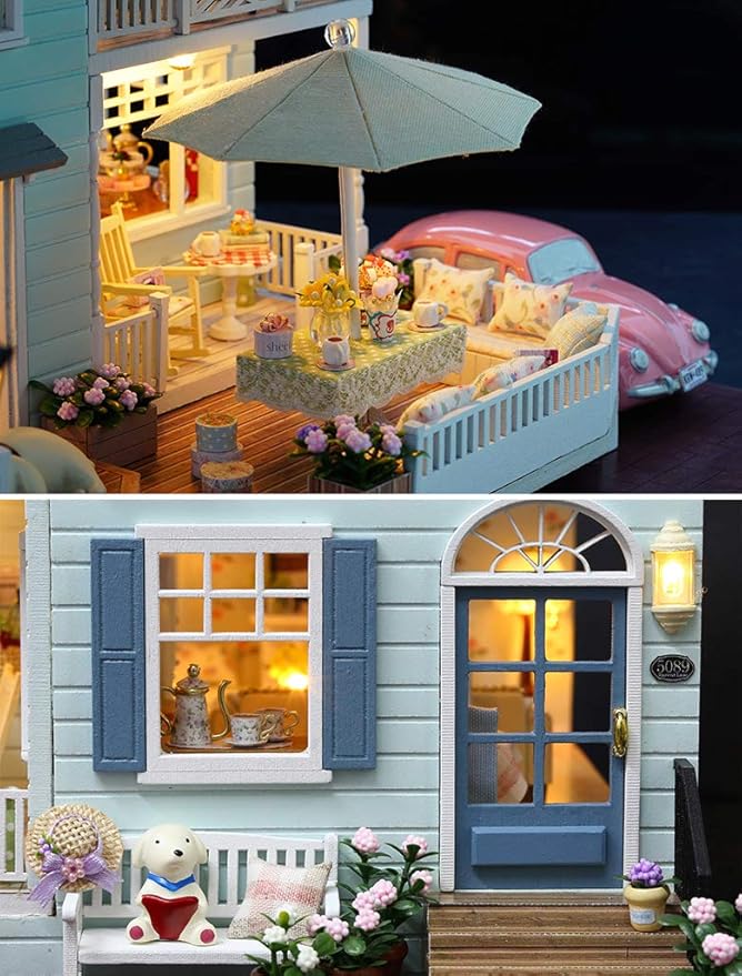 Flever Dollhouse Miniature DIY House Kit Creative Room with Furniture for Romantic Artwork Gift (New Zealand Queenstown)